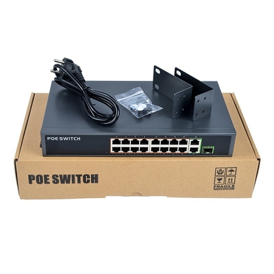 16 port POE switch with 250W IEEE802.3af/at 48V 16+2+1SFP megabit with gigabit uplink