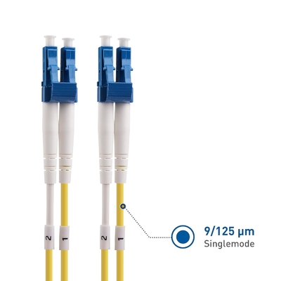 Duplex OS2 Single Mode Fiber Optic Patch Cable 1m / 3.3 ft, OS2 Fiber LC to LC UPC 9/125 OFNP OS2 Fiber Optic Cable