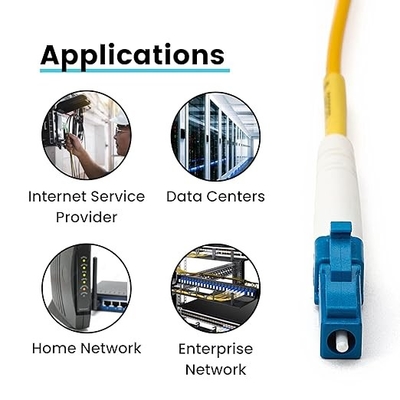 OS2 LC to LC UPC Fiber Optic Cable PVC, 2M/7ft LC/UPC to LC/UPC Single Mode Fiber, Simplex Length Option:0.5m-10m